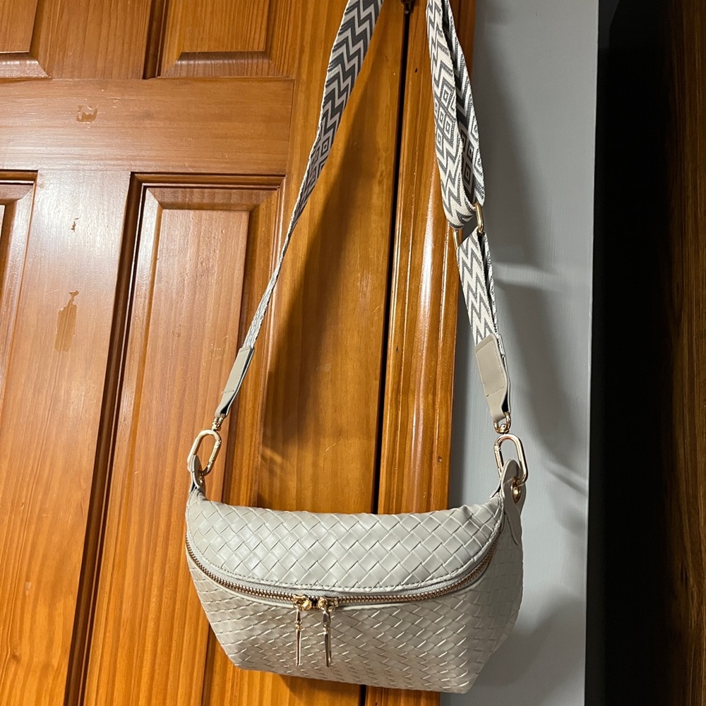 Woven Cream Crossbody Bag